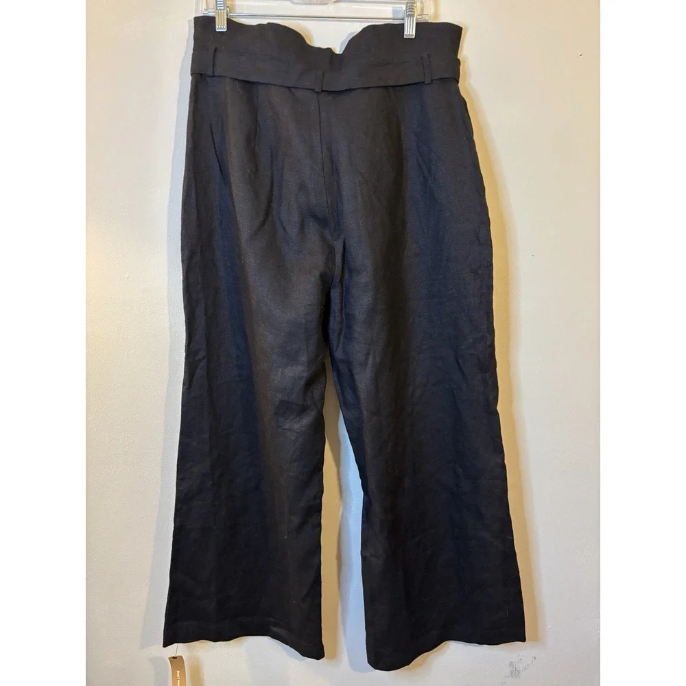 NWT‎ REFORMATION Black High Rise Wide Leg Linen Pants 14 NEW